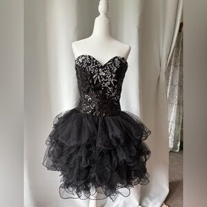 Aspeed Design- Vintage Embellished Sweetheart Sequin Tulle Cocktail Dress XS
